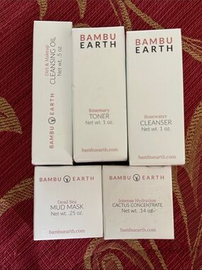 Lot of 6 Bambu Earth Cleanser Mud Mask Cactus Rosemary Toner New